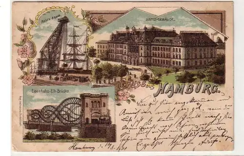 55797 Ak Lithographie Gruß aus Hamburg 1900