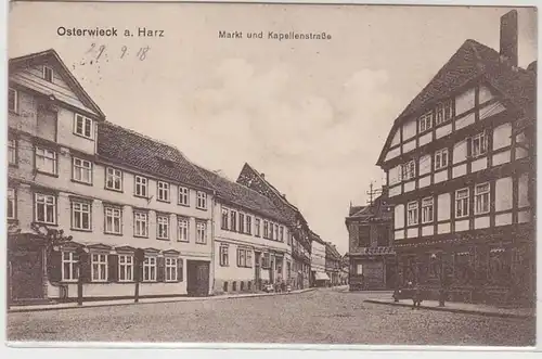 55796 Ak Osterwieck am Harz Markt und Kapellenstrasse 1918
