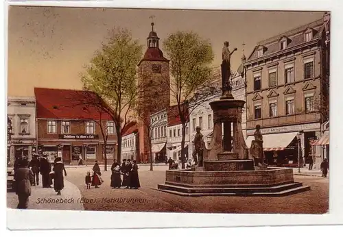 55756 Ak Schönebeck an der Elbe Marktbrunnen 1921