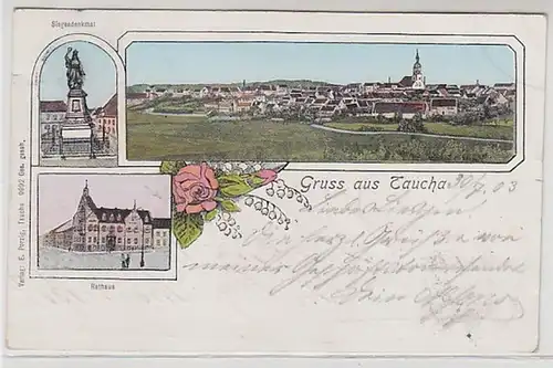 55718 Mehrbild Ak Gruß aus Taucha Siegesdenkmal usw. 1903