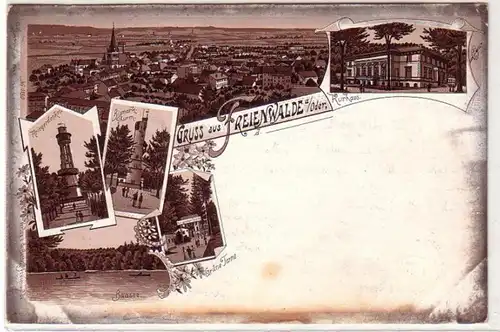 55653 Ak Lithographie Gruß aus Freienwalde an der Oder 1899