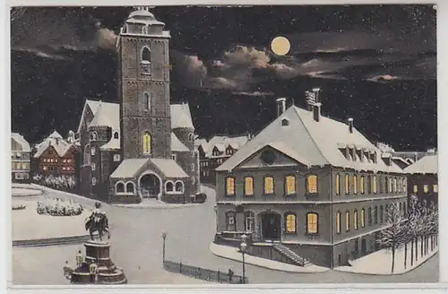 55632 Ak Siegen Nicolaikirche, Hôtel de ville et l'empereur Guillaume Monument 1909