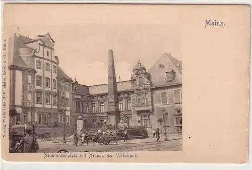 55615 Ak Mayence Neubrunnenplatz avec la nouvelle construction de la Volksbank vers 1905