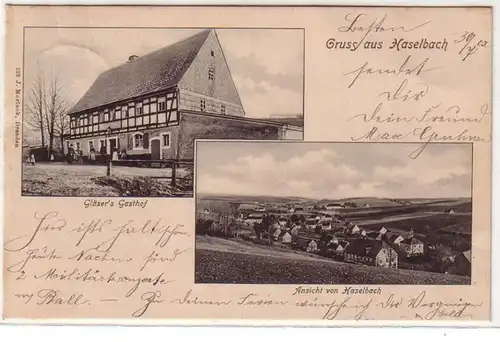 55603 Mehrbild Ak Gruß aus Haselbach Gläsers Gasthof und Totalansicht 1903