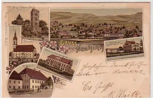 55594 Ak Lithographie Salutation en neukirch Rittergut, etc. 1897