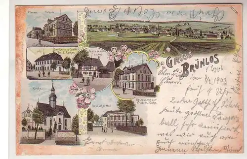 55593 Ak Lithographie Gruß aus Brünlos im Erzgebirge 1903