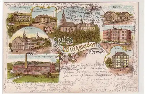 55592 Ak Lithographie Gruß aus Wittgensdorf bei Chemnitz 1901