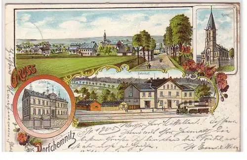 55591 Ak Lithographie Gruß aus Dorfchemnitz Bahnhof 1905
