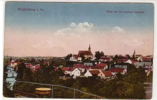 55545 Ak Weißenberg in Sachsen Blick von der schönen Aussicht 1920