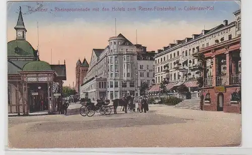 55538 Ak Coblenz Hotels zum Riesen Fürstenhof und Coblenzer Hof 1922