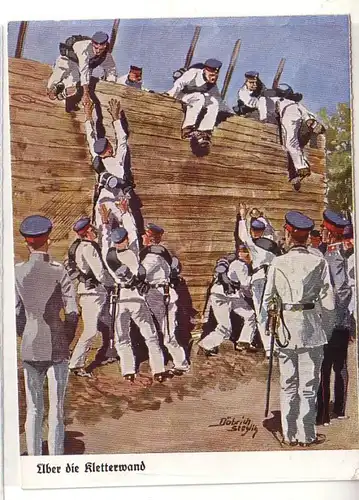 55516 Ak "Les recrues montent sur le mur d'escalade" vers 1930