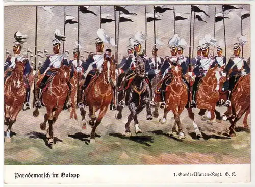55512 Ak "Parade Marche dans le Galop" 1. Garde Ulanen Régiment G.K.