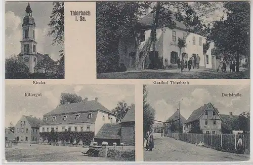55508 Mehrbild Ak Thierbach in Sachsen Gasthof, Rittergut, Dorfstraße 1917