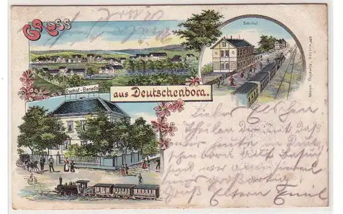 55484 Ak Lithographie Gruß aus Deutschenbora Gasthof 1905