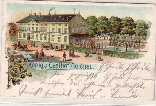 55479 Ak Lithographie Gruß aus Königs Gasthof Gelenau 1908