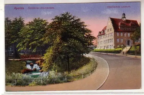 55464 Ak Apolda Schötener Promenade städtisches Lyceum um 1910