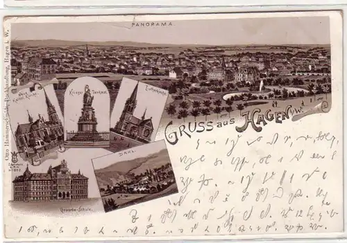 55463 Ak Lithographie Gruß aus Hagen in W. 1897