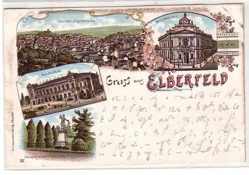 55459 Ak Lithographie Gruß aus Elberfeld 1897