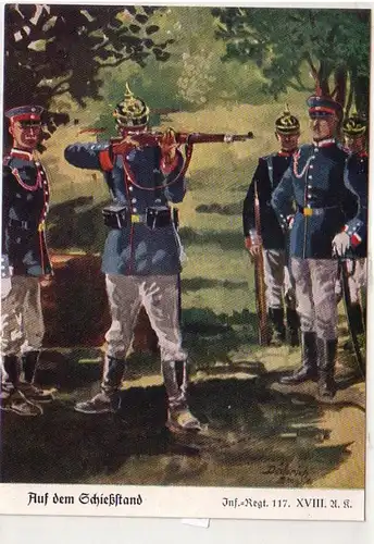 55419 Ak "Auf dem Schießstand" Infanterie Regiment 117, XVIII A.K. um 1930