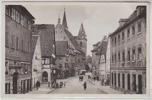 55393 Ak Ansbach Vue de rue avec charbonnage et autres magasins 1934