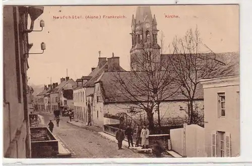55371 Feldpost Ak Neufchatel (Aisne) Frankreich France Kirche 1. Weltkrieg 1915