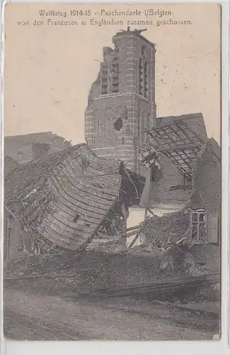55351 Ak Vue sur l'église brisée de Paschendaele Belgique 1915