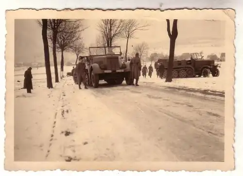 55288 Original Photo semi-chaîne véhicule hiver 2e guerre mondiale autour de 1942