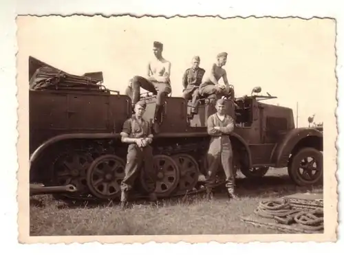 55286 Photo originale semi-chaîne véhicule 2ème guerre mondiale autour de 1942