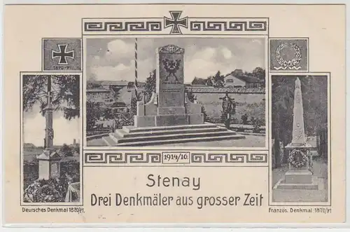 55238 Multi-image Ak Stenay Lorraine 3 monuments de grande époque 1916
