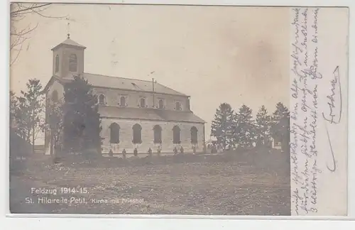 55226 Feldpost Foto Ak St. Hilaire le Petit Kirche mit Friedhof 1915