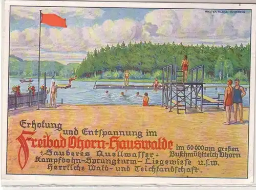 55207 Ak Freibad Ohorn Hauswalde Buschmühlteich um 1935