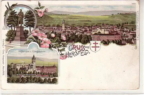 55202 Ak Lithographie Gruss de Hersfeld vers 1900