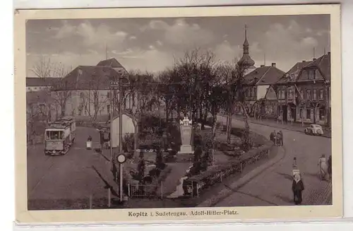 55153 Ak Kopitz dans le Sudetengau Vue de la localité avec tram 1940