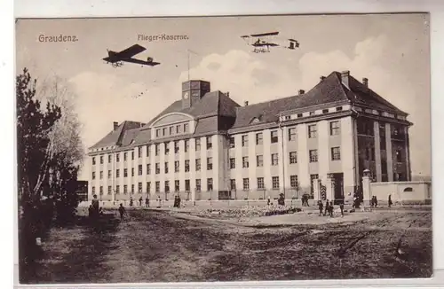 55150 Feldpost Ak Graudenz Flieger Kaserne mit 2 Flugzeugen 1915