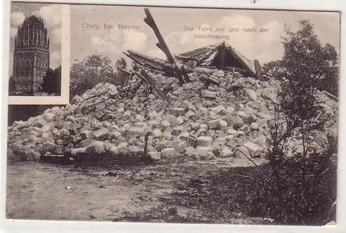 55134 Poste de terrain Ak Chiry chez Noyon France Destruction 1ère Guerre mondiale 1915
