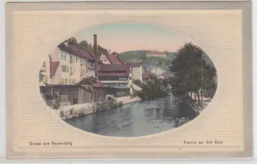 55115 Ak Gruß aus Neuenbürg Partie an der Enz um 1910