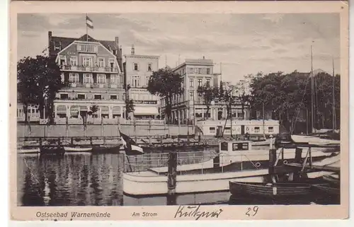 55080 Ak Balte balnéaire Warnemünde am Streum Hotel Janzen 1929