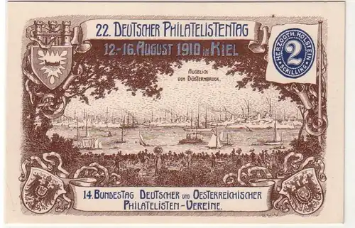 55078 Ak 22. Journée des philatélistes allemandes Kiel 12-16 août 1910