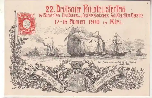 55077 Ak 22. Deutscher Philatelistentag Kiel 12.-16. August 1910