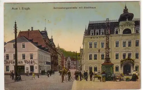 55006 Ak Aue im Erzgebirge Schneebergerstrasse mit Stadthaus 1913