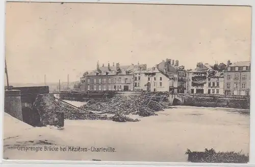 54998 Feldpost Ak gesprengte Brücke bei Mézieres Charleville 1. Weltkrieg 1915