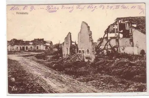 54986 Poste de terrain Ak Hernieville France France Destruction 1917