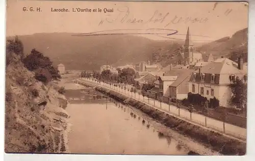 54984 Ak Laroche France France l'Ourthe et le Quai 1918