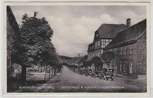 54956 Ak Güntersberge Ostharz Hauptstrasse mit Kurhaus & Handwerkerheim 1935