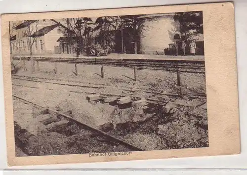 54908 Feldpost Ak Bahnhof Guignicourt Bombentrichter 1. Weltkrieg 1915