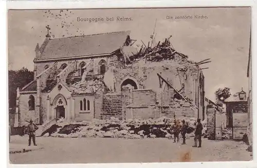 54902 Feldpost Ak Bourgogne bei Reims Frankreich Zerstörungen 1. Weltkrieg 1916