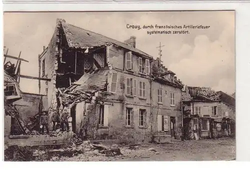 54898 Poste de terrain Ak Crouy France Destructions 1ère guerre mondiale vers 1915