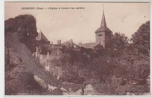 54885 Ak Gerberoy (Oise) l'Eglise á travers les Jardins vers 1915