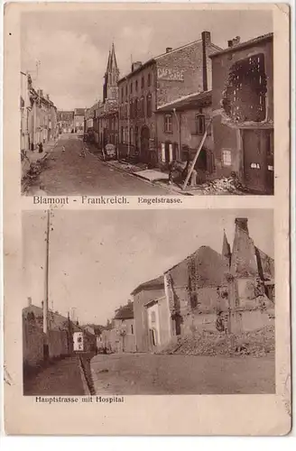 54873 Feldpost Ak Blamont France Engelstraße et Hauptstraße avec hôpital