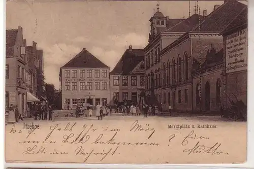 54850 Ak Itzehoe Marktplatz mit Hotel Stadt Hamburg 1901